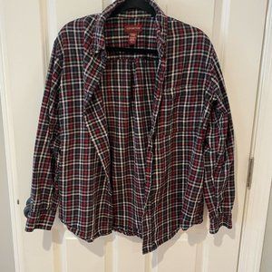Covington Red White Black and Grey Plaid Cotton Flannel -‎ Size Medium
